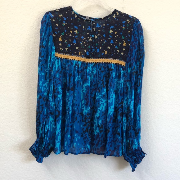 Anthropologie Miranda Peasant Blouse Blue Size Small NWT - Picture 4 of 6